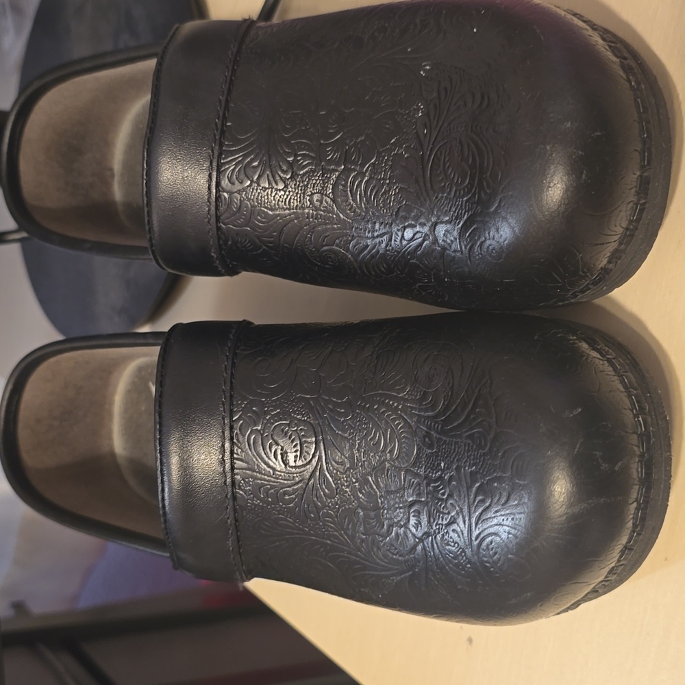 Dansko Black Embossed Clogs